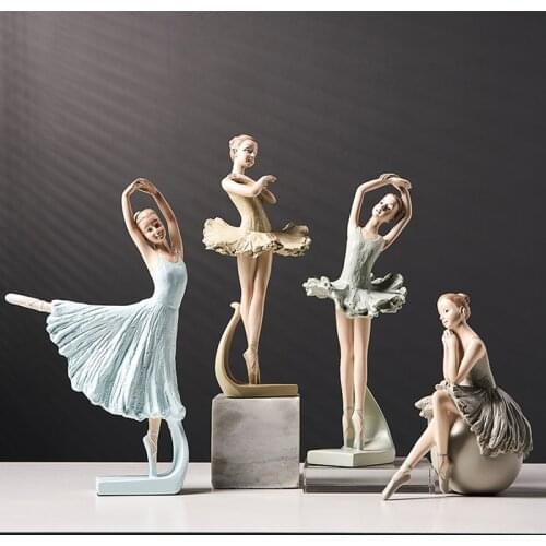 Nordic Art Ballet Girl Resin Figure Ornaments Ballerina Statues Dancing Girl Crafts Home Decoration Accessories For Living Room