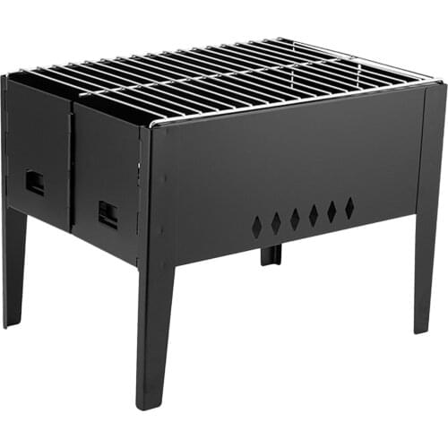 Folding Barbecue Grill Household Outdoor Portable Barbecue Black Steel Grills Suitable For Party Dining Convenient Barbecue Tool