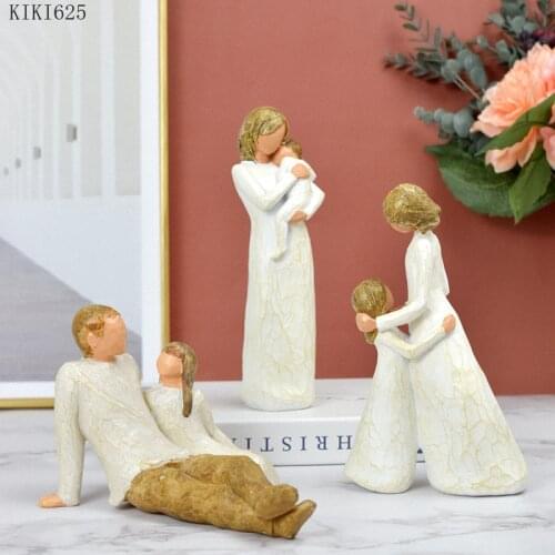 Modern Resin Family Character Sculpture Statue Crafts Desktop Decoration Father Son Mother Daughter Holiday Gift Home Decoration