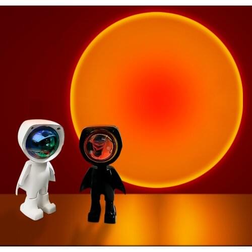 USB 360 sunset Lamp Robot Led Projector Night Lights Stepless Dimming Selfie Light Bedroom Atmosphere Table Lamp Wall Decoration