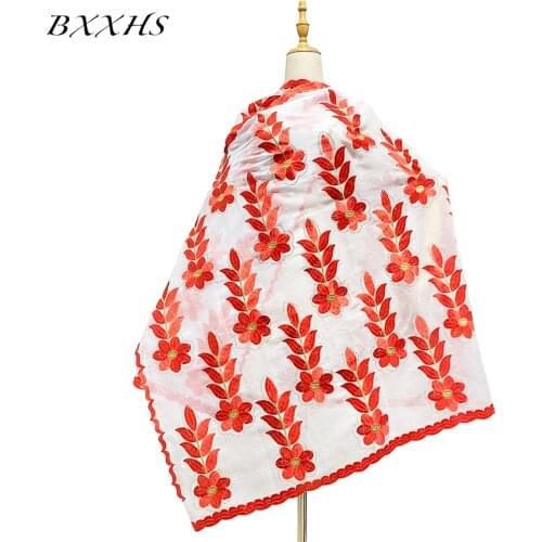 African Women Scarf Abaya Cotton Embroider Islamic Hijab Cape Luxury Shawl Designer Wrap Muslim Fashion Headscarf Lady BX-058
