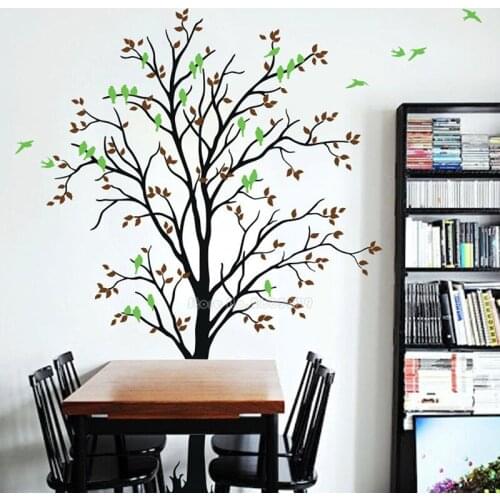 Tree With Birds Wall Stickers Tree Vinyl Wall Decal Kids Baby Room Wall Tattoo Living Room Home Decoration Fine Wallpaper LL2252