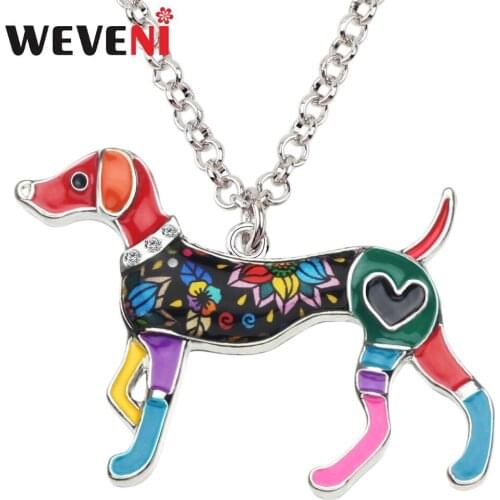 WEVENI Enamel Alloy Elegant Whippet Dog Necklace Pendant Collar Funny Animal Jewelry For Women Girls Per Lovers Accessory Bijoux