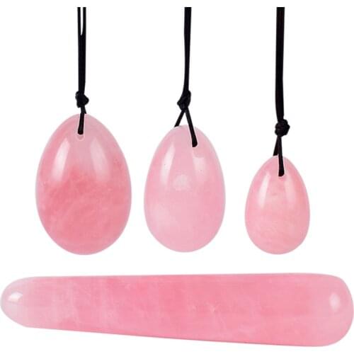 1PC Rose Quartz Yoni Egg Jade Eggs Women Kegel Exerciser Jade Massager Vaginal Muscles Tightening Ball Crystal Kegel Eggs