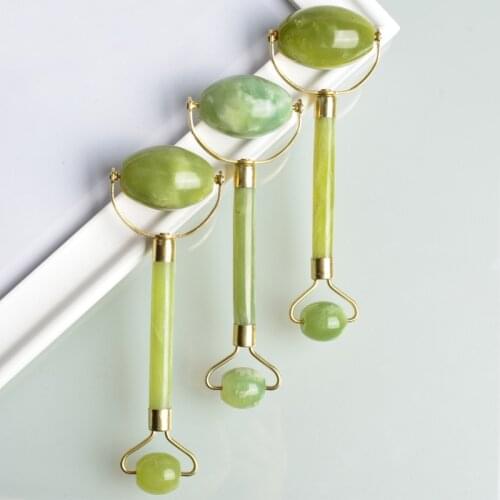 Green Jade Face Roller Massager Natural Stone Slimming Lift Massage Facial Treatment For Chin Neck Beauty Skin Care Tools