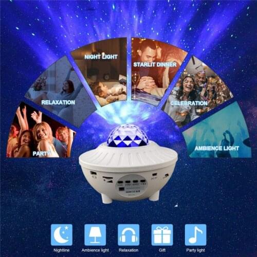 1pc LED Galaxy Projector Starry Night Sky Lamp Star Music Player Light Bluetooth With USB Wire