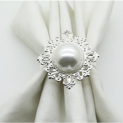 100PCS Round Gold Pearl Napkin Ring For Wedding Use Event Party 45MM Diameteter Gold And Silver Napkin Rings Holder
