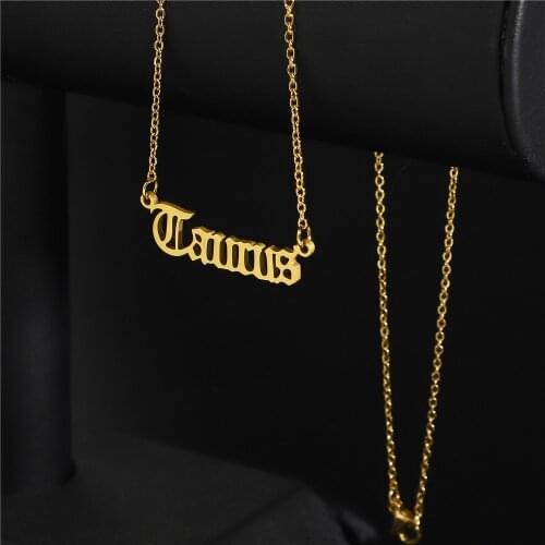 12 Zodiac Necklace Constellation Pendant Iced Out Rhinestone link Chain Stainless Steel jewelry horoscope jewelry for women