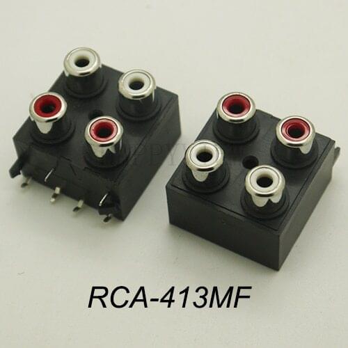 2PCS High quality 2colors ( red + White ) RCA Female Connector sealed Stereo audio Jack AV Audio input socket RCA-413MF