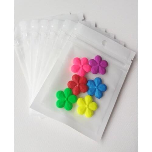 200pcs White/Clear Self Seal Zipper Plastic Packaging Pack Poly Bag Pearl Film Ziplock Jewelry Bags Package With Hang Hole