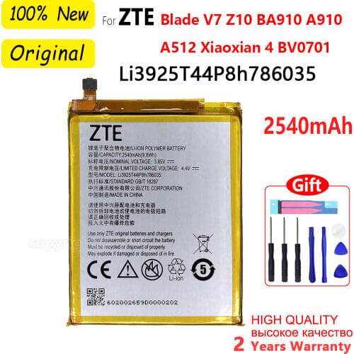 100% Original 2540mAh Li3925T44P8h786035 Battery For ZTE Blade V7 Z10 BA910 A910 A512 A506 Xiaoxian 4 BV0701 V7 Plus BV0721