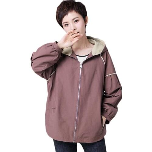 Plus size Women Windbreaker coat New Autumn Casual Hooded Trench coats High quality Womens loose Tooling Overcoat 3XL F979