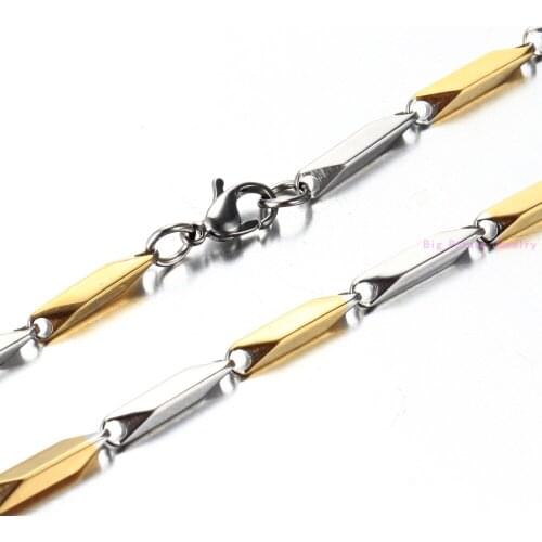 2/3mm Wide Silver Gold Color Stick Link Chain 316L Stainless Steel Necklace Chain For Cool Mens Jewelry 16-40inch Choose