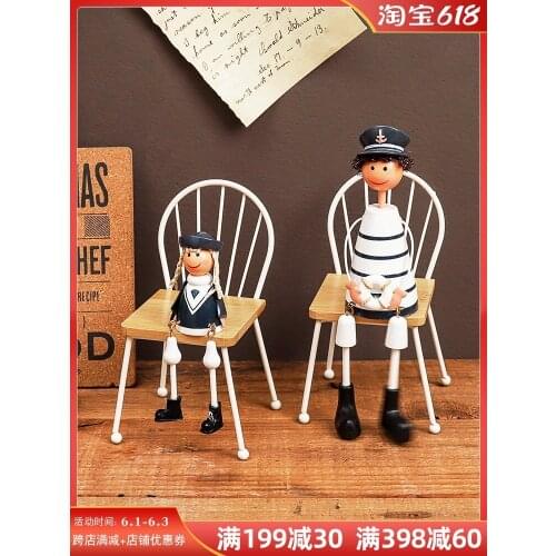 Wooden chairs ornaments Office book desktop cute mini tables and chairs home decor
