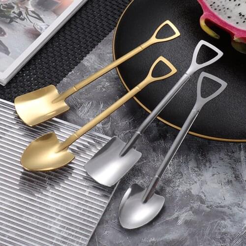 NEW Stainless Steel Spade Dessert Spoon Domstic Use Multifunctional Fruit Cake Ice Cream Coffee Kitchen Seasoner Shovel Spoon