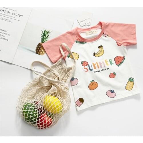 Tonytaobaby New Summer Baby Girls Childrens Fresh Summer Fruit Color Pure Cotton T-shirt Short Sleeves