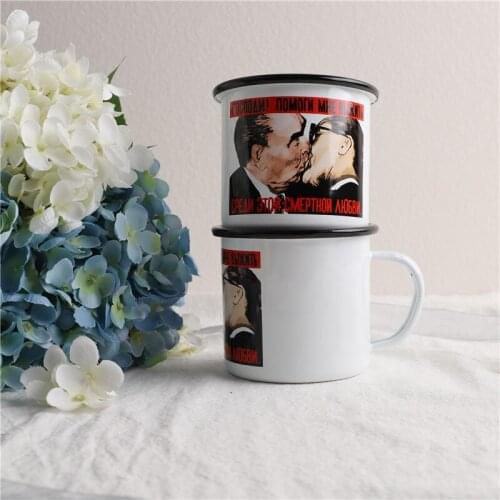 Exported to Germany Thickened Enamel Coffee Cup Mug Retro Water Glass Tea Cup Birthday Gift