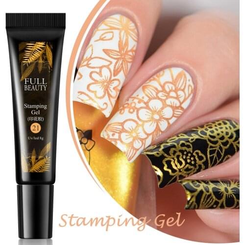 8ml Stamping Nail Gel Polish Printing Gold Silver Fluorescent Semi Permanent Stamping Gel Varnishes For Nail Design NT1916