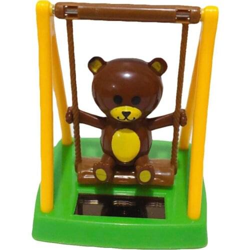 Hot Sale 50% Cartoon Swing Bear Figurine Solar Power Car Auto Flip Flap Pot Toy Home Ornament