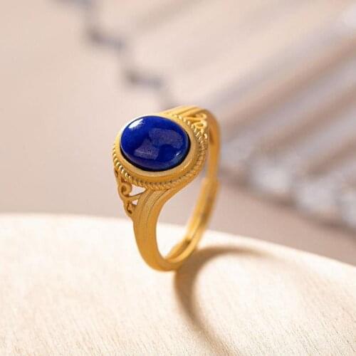 Natural Hetian Jade S925 Sterling Silver Ladies Ring Chinese Retro Fashion Popular Personalized Hollow Open-End Ring