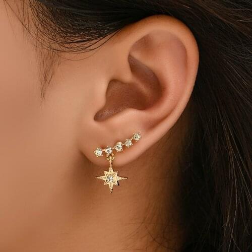Korean Earrings Fashion Jewelry Oorbellen Brincos Cute Star Statement Earrings Pendant Gothic Stud Earrings For Women Wholesale
