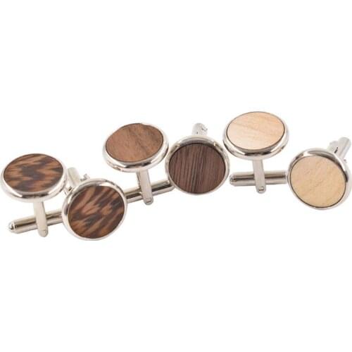 Round Wood Cufflinks Cuff LInks Natural Wood Inlayed Cufflinks Buttons Stud Mens Gift Fashion Jewelry Accessory 20pairs/lot
