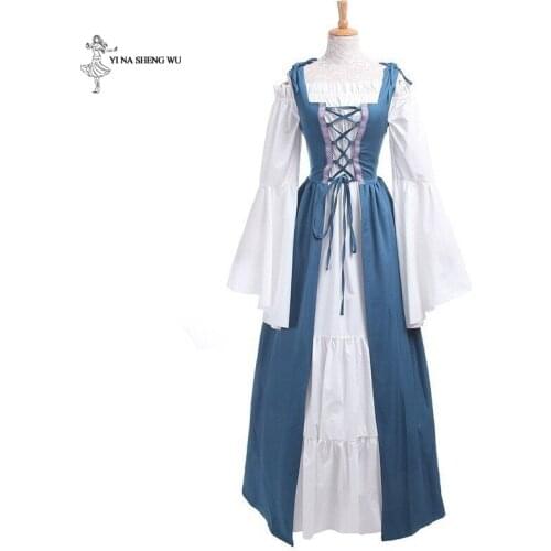 Cosplay Costume Women Lolita long Dress Off Shoulder Renaissance Dress Vintage Halloween Dancewear Medieval Retro Dress Princess
