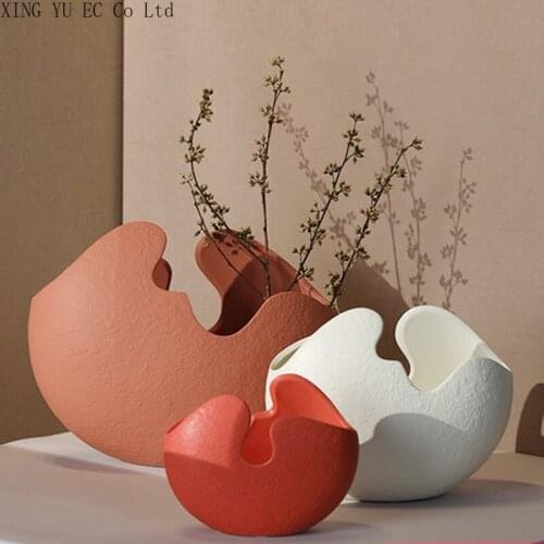 Matte Color Eggshell Vase Living Room Home Ceramic Flower Pot Simple Modern Countertop Vase Flower Arrangement Accessories