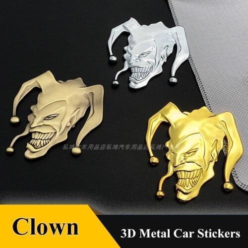 3D Clown Metal Sticker Creative Decoration Funny Emblem Badge Sticker Decals Universal Car Accessories Decorations Stickers