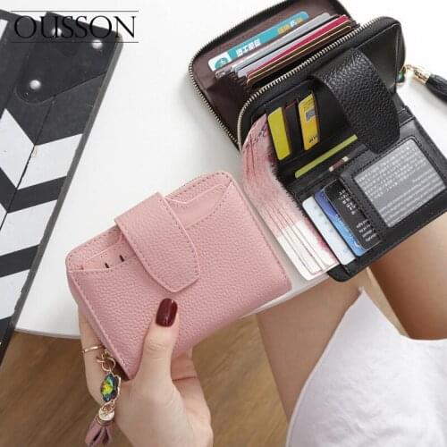 OUSSON 2020 Fashionable, compact, lightweight and soft leather multi-layered coin clutch