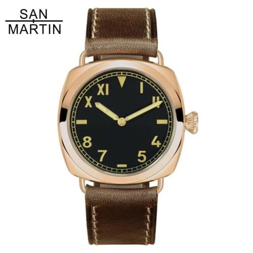 San Martin Vintage Bronze Automatic Mens Watches 200M Water Resistant Holvin Leather Strap Male Mechanical Wrist watch Relojes