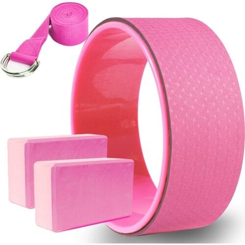 Yoga Pilates Exercise 4pcs Set Home Gym Waist Stretching Training Yoga Wheel Stretching Belt EVA Pilates Brick Fitness Equipment