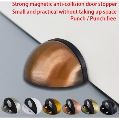 Non Punching Sticker Hidden Stainless Steel Rubber Door Stopper Door Holders Catch Floor Mounted Nail-free Door Stops