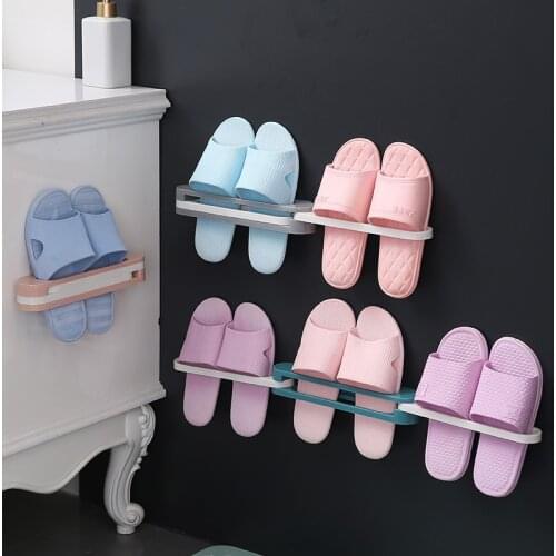 Wonderlife Wall-mounted shoe storage box bathroom slippers rack-type folding shoe rack self-adhesive storage rack