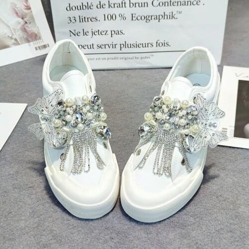 Water drill flow Su Korean version of magic paste canvas shoes fairy butterfly small white shoes new model