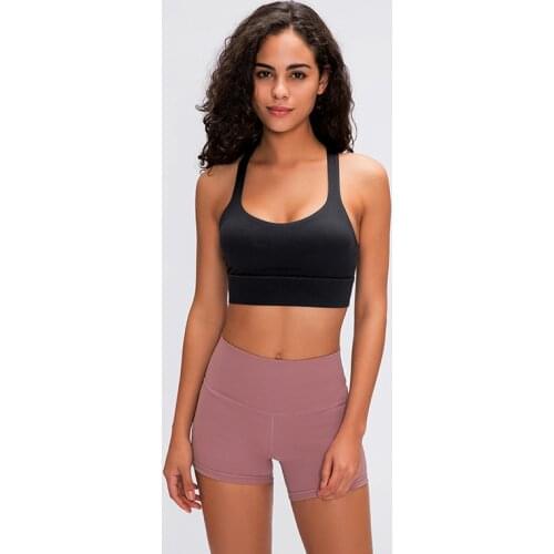 2020 New Sexy Strappy Back Gym Sports Bra Women Wireless Fitness Top Push Up Yoga Sport Bra With Removable Pads