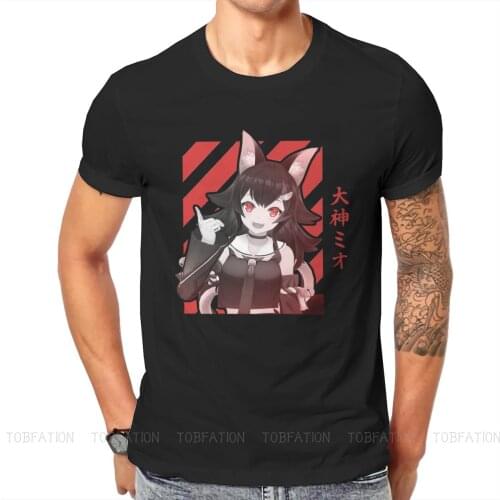 Ookami Mio Hololive VTuber Tshirt Harajuku Punk T shirt Streetwear Homme Pure Cotton Fashion Short Sleeve Tops