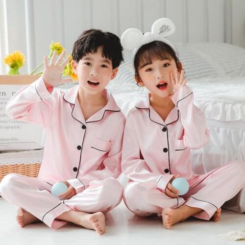 Girls Pajamas Short-sleeved trousers sleeping suit Boys Pyjamas Sets for Kids Tracksuit Set Childrens Silk Pajamas Suit