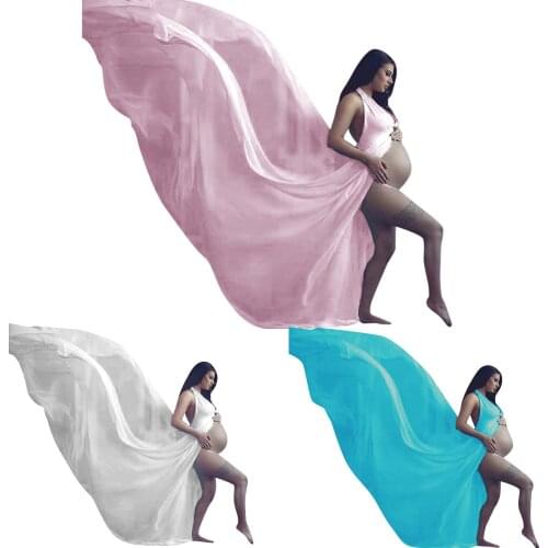 Sexy Maternity Dresses For Photo Shoot Halter Neck Leaking Back Pregnancy Dress Photography Prop Mopping Maxi Gown Dresses