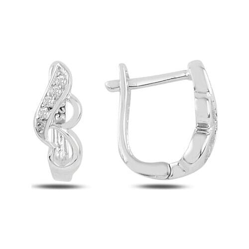 Silver 925 Sterling Zircon Cubic Zirconia J Earrings