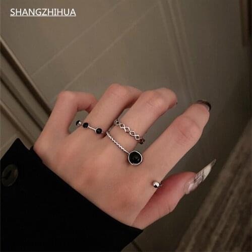 SHANGZHIHUA 2021 New Gothic Style Four Ring Women Fashion Korean Jewelry Girl Unusual Party Sexy Ring Jewelry Accessories