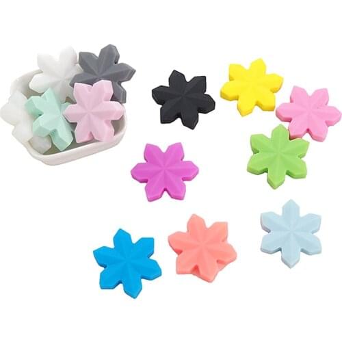 Chenkai 50PCS Silicone Snowflake Beads Baby Cartoon Teether BAP Free For DIY Baby Soomthing Nursing Pacifier Chain Gifts