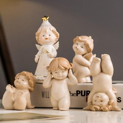 Nordic home creative little angel living room home decoration cute desktop ceramic cartoon doll cake decoration ornaments