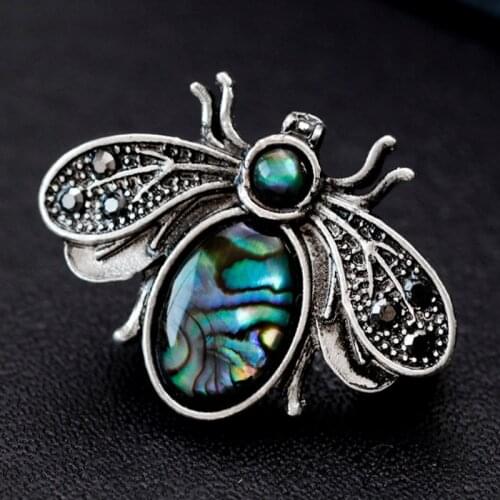 Antique silver vintage Natural Shell bee Brooches For Men couple jewelry Elegant Insects Banquet Weddings Brooch christmas gifts