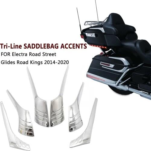 Tri-Line Saddlebag Lid Accents Motorcycle Chrome FOR HARLEY Electra Road Street Glides Road Kings 2014-2020
