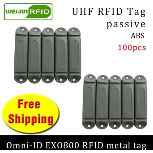 UHF RFID metal tag omni-ID EXO800 915m 868mhz Impinj Monza4QT EPC 100pcs free shipping durable ABS smart card passive RFID tags