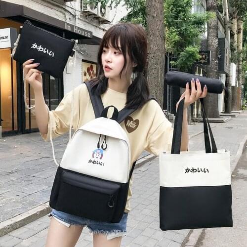 Women Canvas Backpack Stitching Waterproof Schoolbag Teen Girl Patchwork Backpack Female Backpack Fashion Casual Backpack