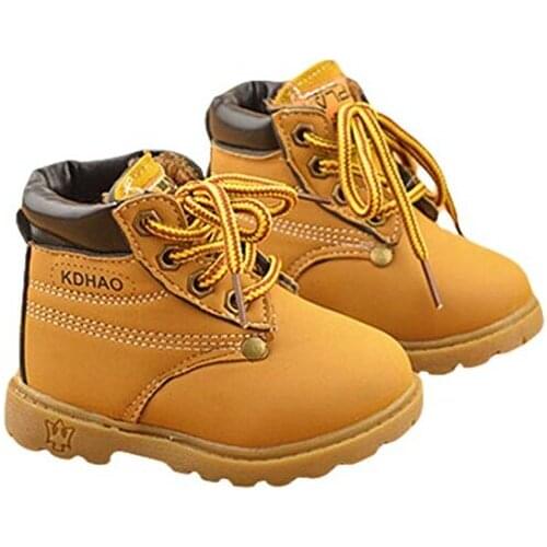 Baby boy girl tying Martin snow boots winter womens shoes