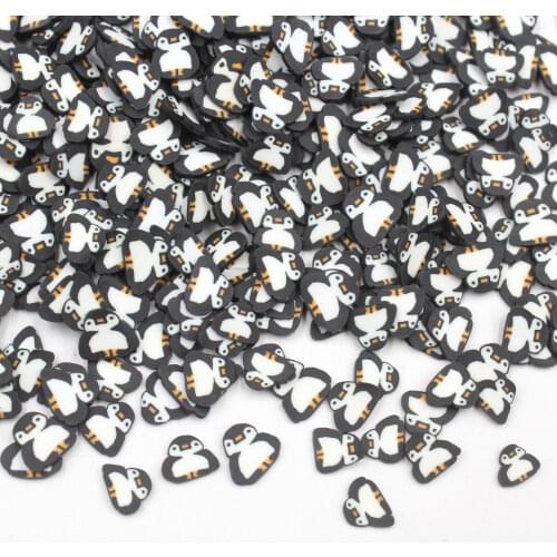 100g/lot Cute Penguin Slices Polymer Clay Lovely Penguin Sprinkles Soft Pottery for Toy Decoration DIY Crafts Filler Accessories