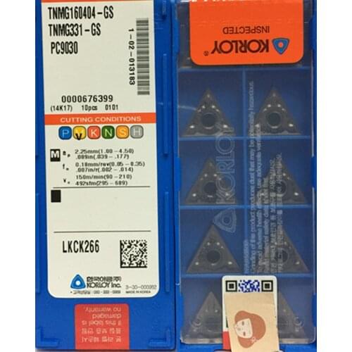 100% original TNMG160404-GS TNMG160408-GS PC9030 50pcs KORLOY Carbide insert Processing: stainless steel